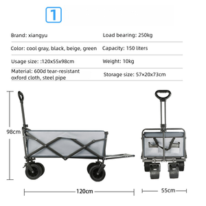 Carrito de Camping Resistente de Acero, Extra Grande, Plegable, para Exteriores, Modelo <span class=keywords><strong>Camper</strong></span> Negro OEM - Product Image 2