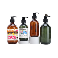 300ml Épaule Ronde Bouteille Noire Or Argent Disque Top Shampooing Émulsion Bouteille Plastique Bouteille Vide