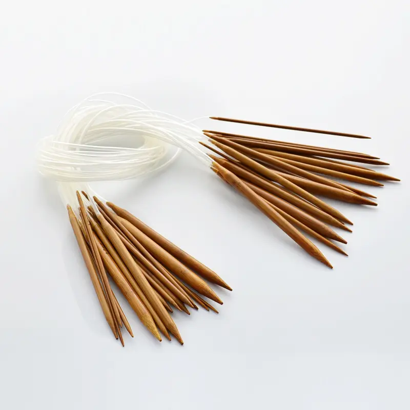 Jarum Rajut Lingkaran Bambu Tabung Putih 40Cm 60Cm 80Cm Alat Rajut Lingkaran Bambu 18 Buah Per Set
