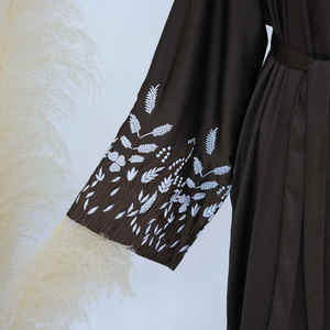 Vestidos Casuales de Satén Premium Transpirables para Mujer, Elegantes Bordados, Abaya, Túnica Islámica para Fiestas, Material de Poliéster - Product Image 2