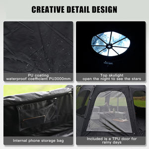 Tente dôme extérieure à revêtement noir tente octogonale pour 5-8 personnes abri étanche auvent de camping tente de camping - Product Image 4
