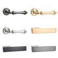 Poignée de porte à serrure grise étoilée, finition or mat traditionnelle, pour salle de bain, chambre, maison, villa, usage commercial