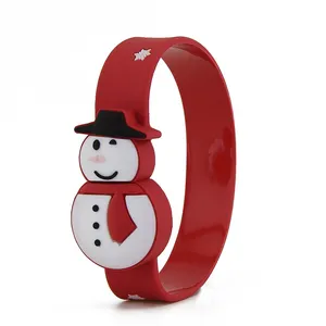 Kerstcadeau Sneeuwpop Vorm Siliconen Armband Usb Flash Drive Fabriek Verkoopt Polsband Usb Flash Drive
