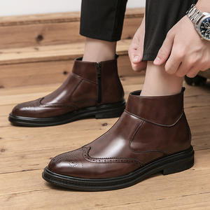 Botas para Hombre, Botas de Invierno para Hombre, de Cuero Genuino, con Forro de Lana Térmica, Botas de Algodón con Suela Gruesa, Botas de Piel de Vacuno de Primera Capa - Product Image 5