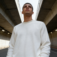 T-shirt à manches longues en coton lourd gaufré personnalisé pour homme, impression graphique intégrale sur écran DTG, t-shirt à manches longues blanc