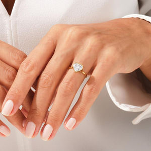 خاتم زفاف وخطوبة مخصص من ماسة المويسانيت على شكل قلب من الذهب الخالص عيار 9 أو 10 أو 14 أو 18 قيراط من ماي يي - Product Image 4