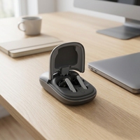 Écouteurs sans fil 2-en-1 avec étui de chargement, souris ergonomique pour gaucher, accessoire portable pour ordinateur