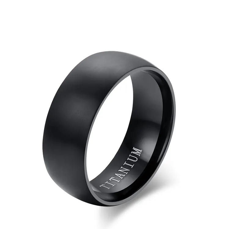 Simple Black แหวนนิ้วมือสแตนเลสวงกลมสำหรับชาย
