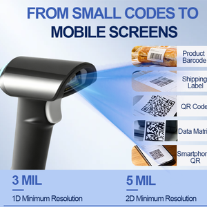 Lecteur de codes-barres filaire 2D avec capteur CMOS, résolution 800x600, vitesse de numérisation 30FPS, scanner de codes-barres portable pour la logistique d'entrepôt - Product Image 3