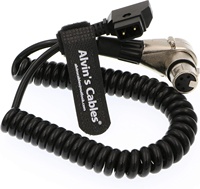 Câble d'alimentation spiralé Alvin's Cables D-tap XLR 4 broches femelle à angle droit pour Blackmagic URSA Mini Pro Venice F5/F55