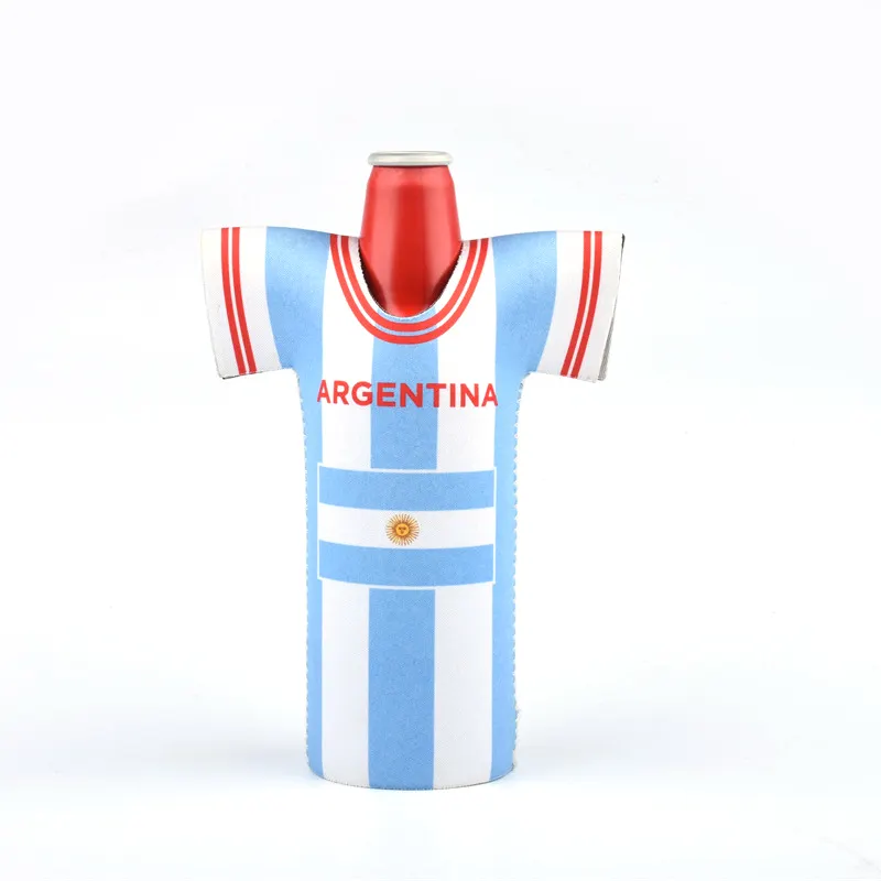 Argentina jersey T-shirt shape beer can cooler sleeve neoprene stubby holder with custom