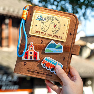 Cuaderno de Viaje Personalizado con Sello de Fieltro, Recuerdo de Registro en Aeropuerto, con Cubierta de <span class=keywords><strong>Tela</strong></span> Extraíble y Hojas Sueltas, Sello de Huella de Viaje - Product Image 3