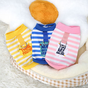 Chaleco a rayas para mascotas con correa para gatos y perros, diseño lindo en azul, rosa, rojo, amarillo y negro. - Product Image 3