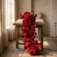 Boule de fleurs artificielles populaire, roses rouges mélangées, centre de table pour décoration de mariage et fournitures