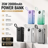 20000mAh Taşınabilir Şarj Cihazı AC Prizli Çift Dahili Kablolu 35W PD Hızlı Şarjlı Powerbank Telefon Tablet Laptop için