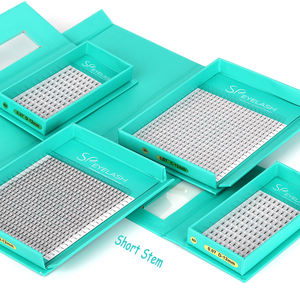 SP EYELASH 한국어 Pbt 천연 짧은 줄기 미리 만들어진 볼륨 팬 3D 8D 10D 0.05 0.07mm CC C D 컬 미리 만들어진 팬 속눈썹 연장 - Product Image 1