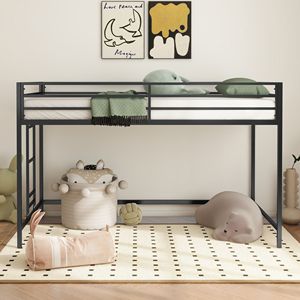 Lit superposé double Db Junior, structure métallique, extensible et réglable, design industriel, noir, mobilier de chambre pour appartement - Product Image 6