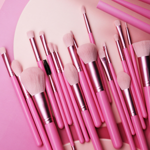 20-Piece Pink Wood Handle Vegan Synthetic Hair Makeup <b>Brush</b> Set Eco-Friendly Foundation Cosmetic Tool Kit - Product Image 3