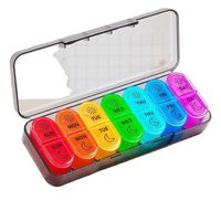 Boîte à pilules portable hebdomadaire en plastique, organisateur de médicaments sept jours, deux compartiments pour les repas, design mini compartimenté scellé, JH Medibox