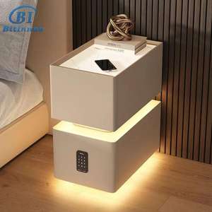 Table d'appoint de <span class=keywords><strong>lit</strong></span> intelligente suspendue écologique Mobilier de chambre à coucher <span class=keywords><strong>avec</strong></span> charge sans fil Serrure à empreinte digitale Table de chevet intelligente - Product Image 1