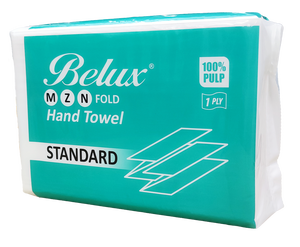 Toallas de Papel para Manos Belux Recycle White 2 Singapore, Hechas con Pulpa de Madera Mixta, Ecológicas, Suaves, Plegadas en M, para el Cuidado Personal y el Hogar - Product Image 1