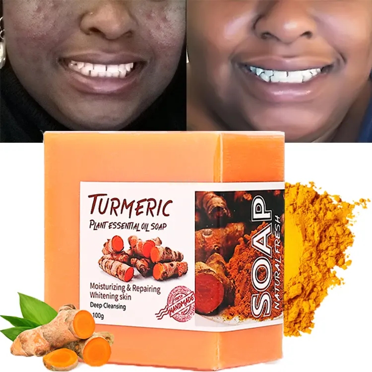 Private Label Natural Organic Face Care Skin Whitening Handmade Soap Bar Ginger Turmeric Tumeric Toilet Soap