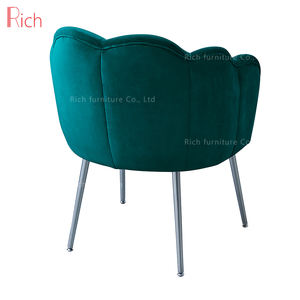 Moderne Fleur Coquille Salle à manger Chaise avec Robuste En Acier Inoxydable Jambes Sarcelle Foncé Velours pour Chambre - Product Image 5