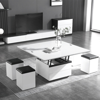 Table basse relevable avec rangement, table centrale moderne en bois pour salon de luxe, mobilier pour petit espace