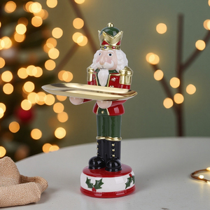 Redeco جديد إبداعي السيراميك كسارة البندق عيد الميلاد مع علبة معلمة ذهبية زخرفة سانتا كلوز تمثال للهدايا تزيين المنزل - Product Image 2