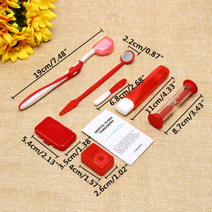 Kit de voyage portable pour prothèses dentaires et orthodontie, comprenant brosse à dents, fil dentaire, miroir buccal, cire orthodontique, minuteur sablier, en plastique, fourniture en gros - Product Image 2
