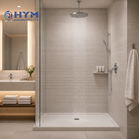 Système de panneaux muraux de douche en marbre moderne Linear Vision, lignes texturées horizontales, étanches, sans joint, pour salle de bain, découpe sur mesure
