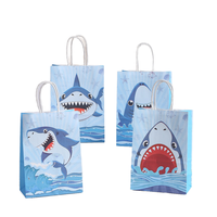 Sacs cadeaux classiques WENWI en papier kraft recyclable, thème requin, pour fêtes d'enfants, emballage de bougies et de loisirs créatifs, finition plastifiée