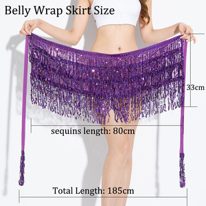 <strong>Womens</strong> Tassel Skirts Halloween Bohemian 4-Layer Sequin Belly Dance Hip Scarf Shiny Wrap Skirt <strong>Rave</strong> <strong>Outfits</strong> - Product Image 3