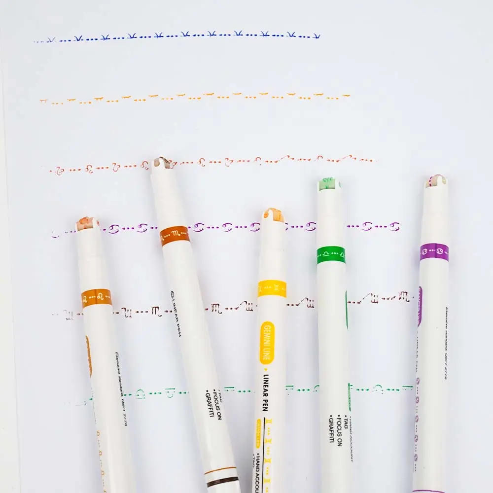 الأكثر مبيعًا قلم صانع كفاف بنمط متموج إبداعي 10 ألوان قلم منحني للطالب أسطوانة متعددة الأنماط