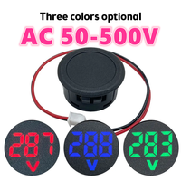 Petit voltmètre AC numérique à affichage circulaire LED, mini-jauge à monter sur panneau, indicateur de tension AC 50-500V, précision 0,5