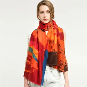 Fashion Import Italian Scarf Manufacture Wholesale Wool Silk Scarf Woven