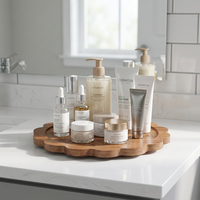 Organisateur rotatif Lazy Susan en bois d'acacia de la série Natural House Scalloped pour armoire et comptoir de cuisine, idéal pour les épices, les aliments et les garde-manger