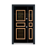 Porte d'entrée principale en acier MDF de style turc résistante aux intempéries, design moderne et simple, anti-rouille