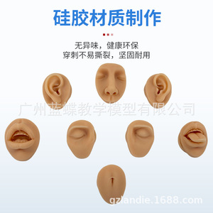Molde de silicona para practicar características faciales del cuerpo humano para principiantes, para aprender sobre orejas, nariz, ojos, cejas, lengua, labios y ombligo. - Product Image 1