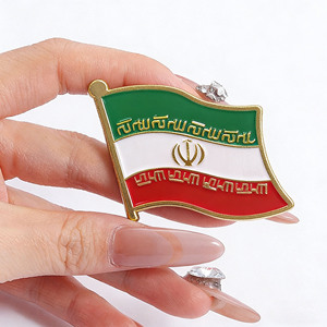 Produsen Grosir Bros Pin Enamel Keras Logam Emas Desain Bendera Nasional Iran untuk Hadiah Suvenir Patriotik - Product Image 3