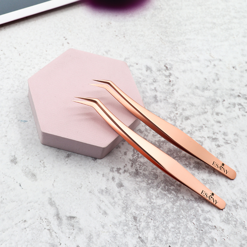 Custom Mini Gold Eyelash Tweezers Black