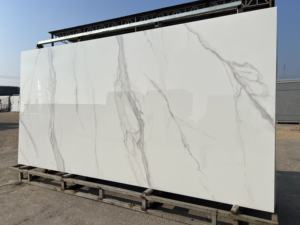Hunan Chine Pierre frittée Alpes 3200x1600mm Carreaux de sol en porcelaine polie blanche aspect marbre - Product Image 2