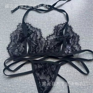 Conjunto de lencería sexy transfronterizo europeo y americano 2024, conjunto de lencería de dos piezas de encaje transparente para mujer - Product Image 3