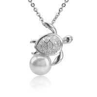 Collier pendentif en argent sterling 925 avec perle d'eau douce, tortue et diamant moissanite pour femme, bijoux tropicaux hawaïens