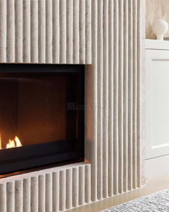Newstar Indoor Decoratie Luxe Curve Marmeren Tegel Marmeren Open Haard Gecanneleerde Tegels Marmeren Open Haard Surround