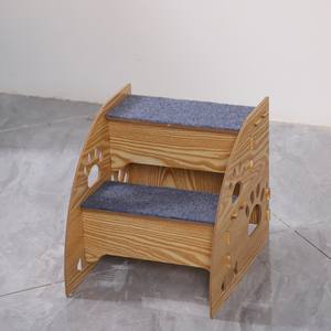 Cama para mascotas de madera maciza de pino con marco de escalada, escalera para perros de desmontaje y rampa para perros pequeños y viejos, gatos que trepan camas altas, sofás - Product Image 6