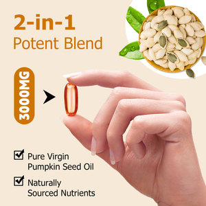Gélules d'huile de graines de citrouille OEM ODM, formule 2-en-1 avec palmier nain 3000 mg par dose, soutien antioxydant pour la peau, 150 unités - Product Image 4