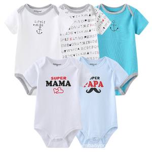 Puur katoenen bodysuit voor pasgeborenen met schattig kapitein-ankerontwerp Zachte en comfortabele babyromper met korte mouwen voor kinderen - Product Image 5