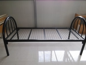 Cadre de lit en métal revêtu à un seul niveau, design moderne, pour la maison, l'école ou la chambre à coucher, lit superposé en acier robuste au design épuré pour hôtel - Product Image 2