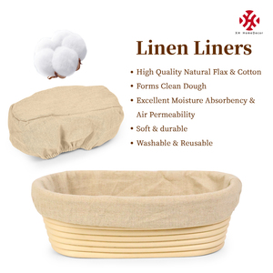 Xh Nhà Máy Thiết Lập của 2 10 Inches Hình Dạng Hình Bầu Dục Bột Chống Bát Với Lót Hoàn Hảo Cho Nhà Sourdough Bakers Baking Công Cụ - Product Image 5